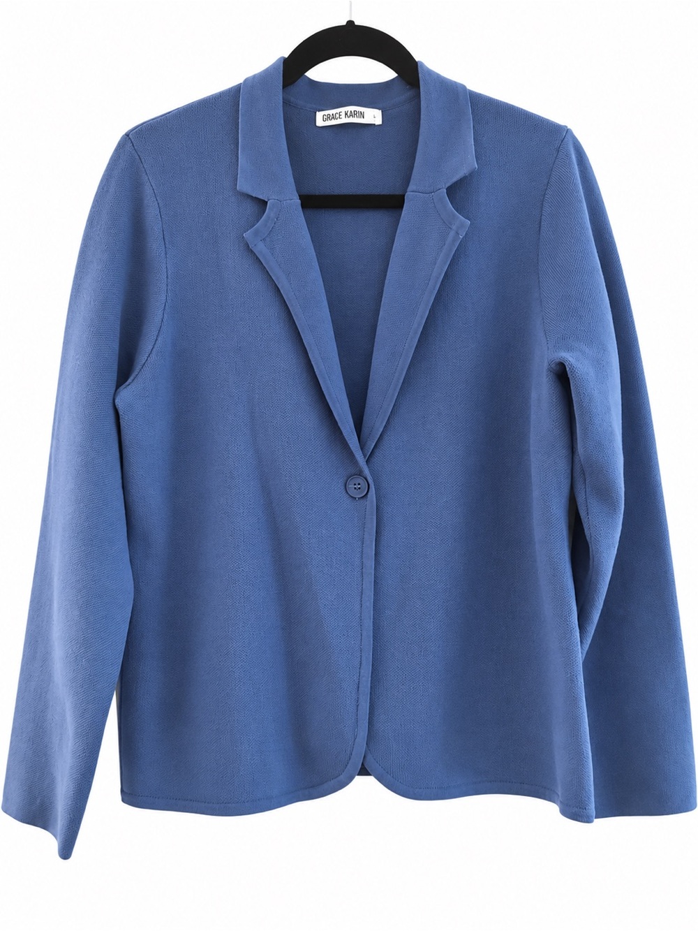 GRACE KARIN Blue Knit Blazer Cardigan Size L